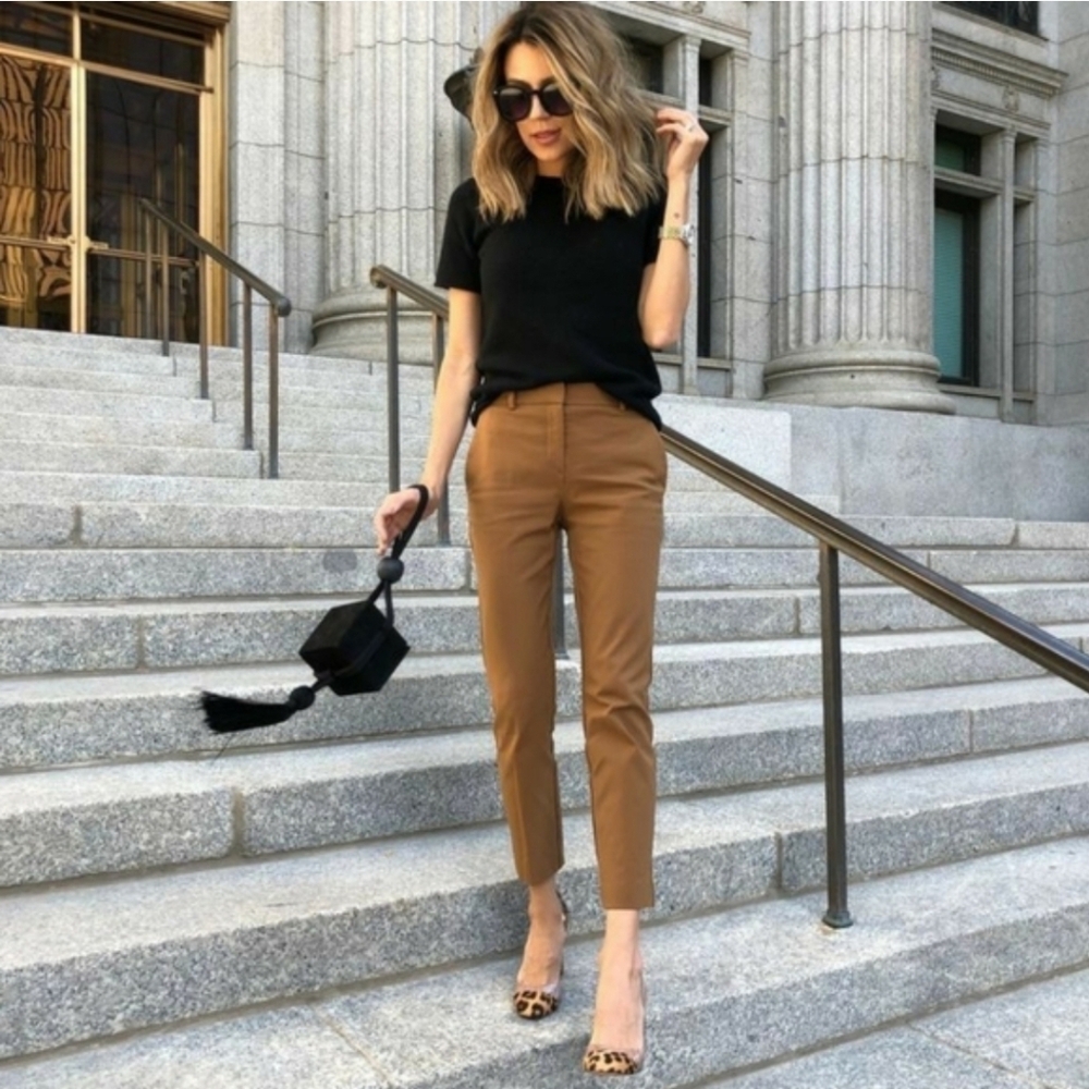Caramel J Crew Straight Wool-blend Pants
